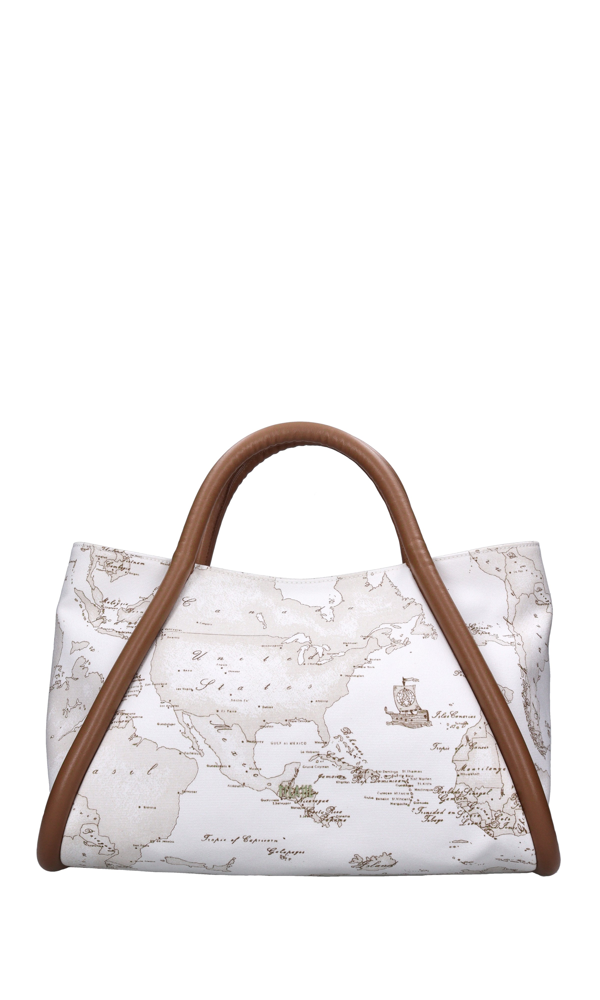 Borsa in pelle e tessuto 