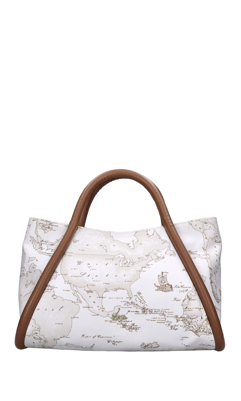 Borsa in pelle e tessuto 