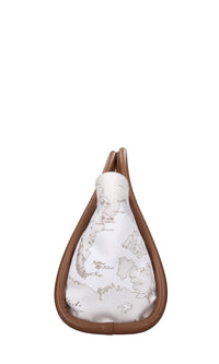 Borsa in pelle e tessuto 