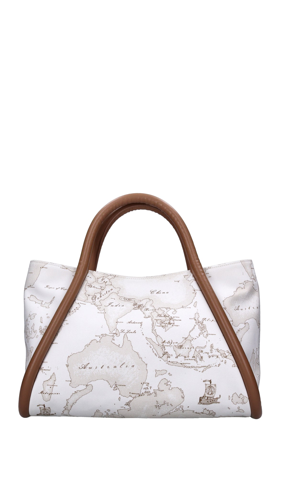 Borsa in pelle e tessuto 