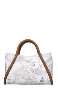Borsa in pelle e tessuto 