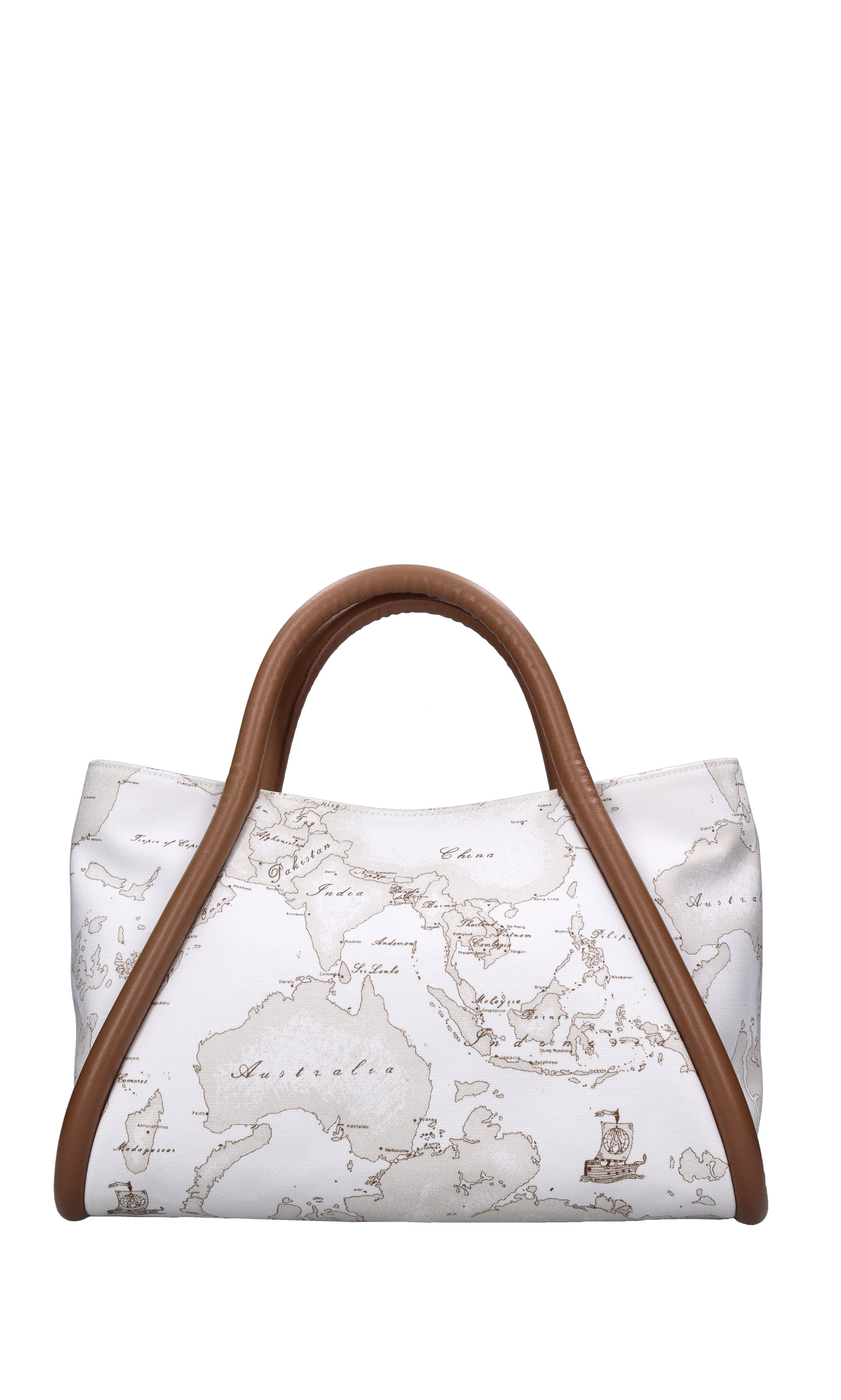 Borsa in pelle e tessuto 
