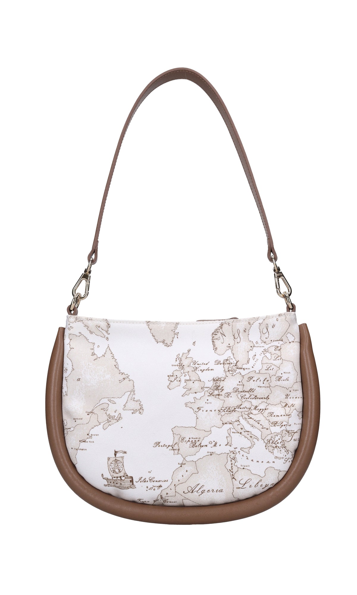 Borsa in pelle e tessuto 