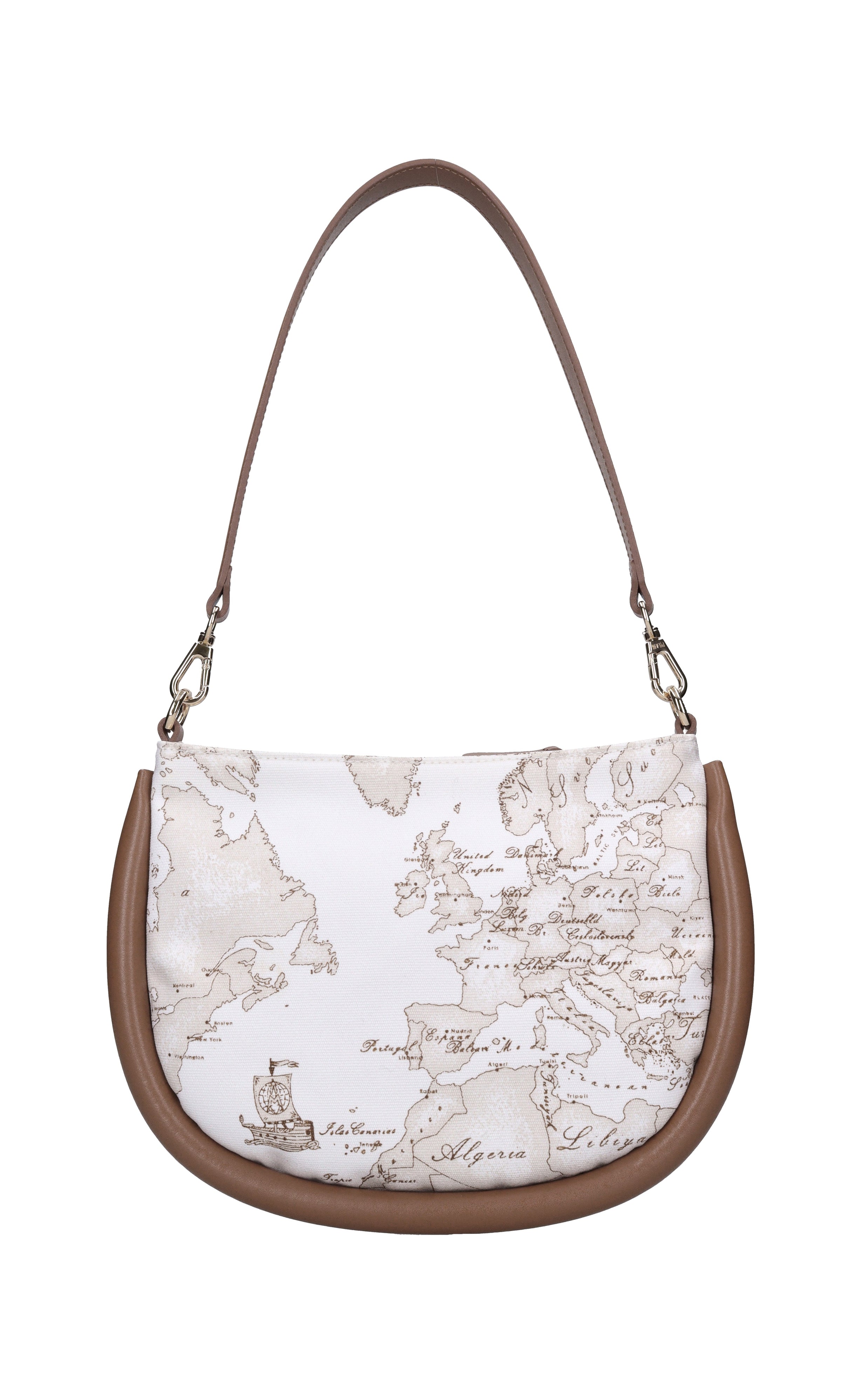 Borsa in pelle e tessuto 