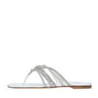 Sandali Flat infradito CASADEI modello STRATOSPHERE tessuto strass e pelle 