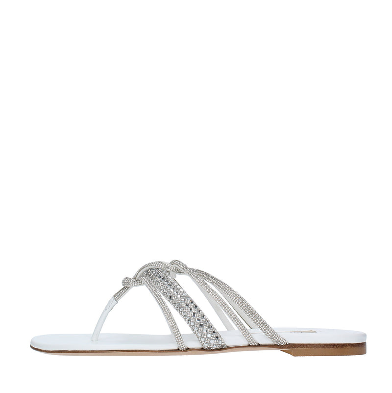 Sandali Flat infradito CASADEI modello STRATOSPHERE tessuto strass e pelle 