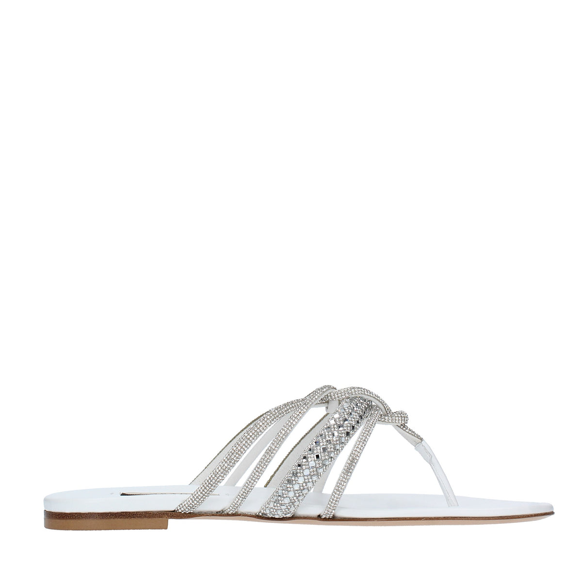 Sandali Flat infradito CASADEI modello STRATOSPHERE tessuto strass e pelle 