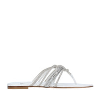 Sandali Flat infradito CASADEI modello STRATOSPHERE tessuto strass e pelle 
