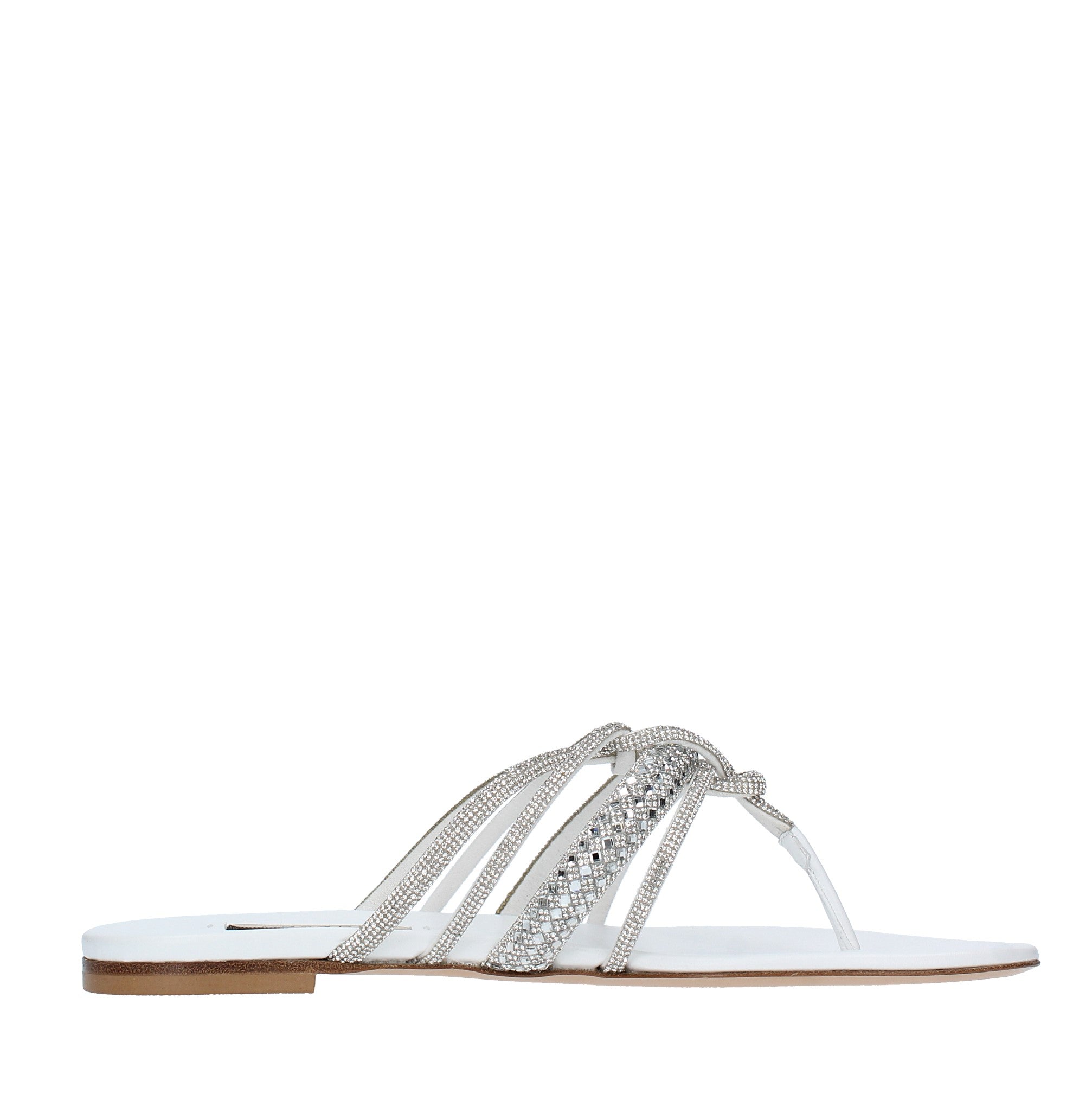 Sandali Flat infradito CASADEI modello STRATOSPHERE tessuto strass e pelle 