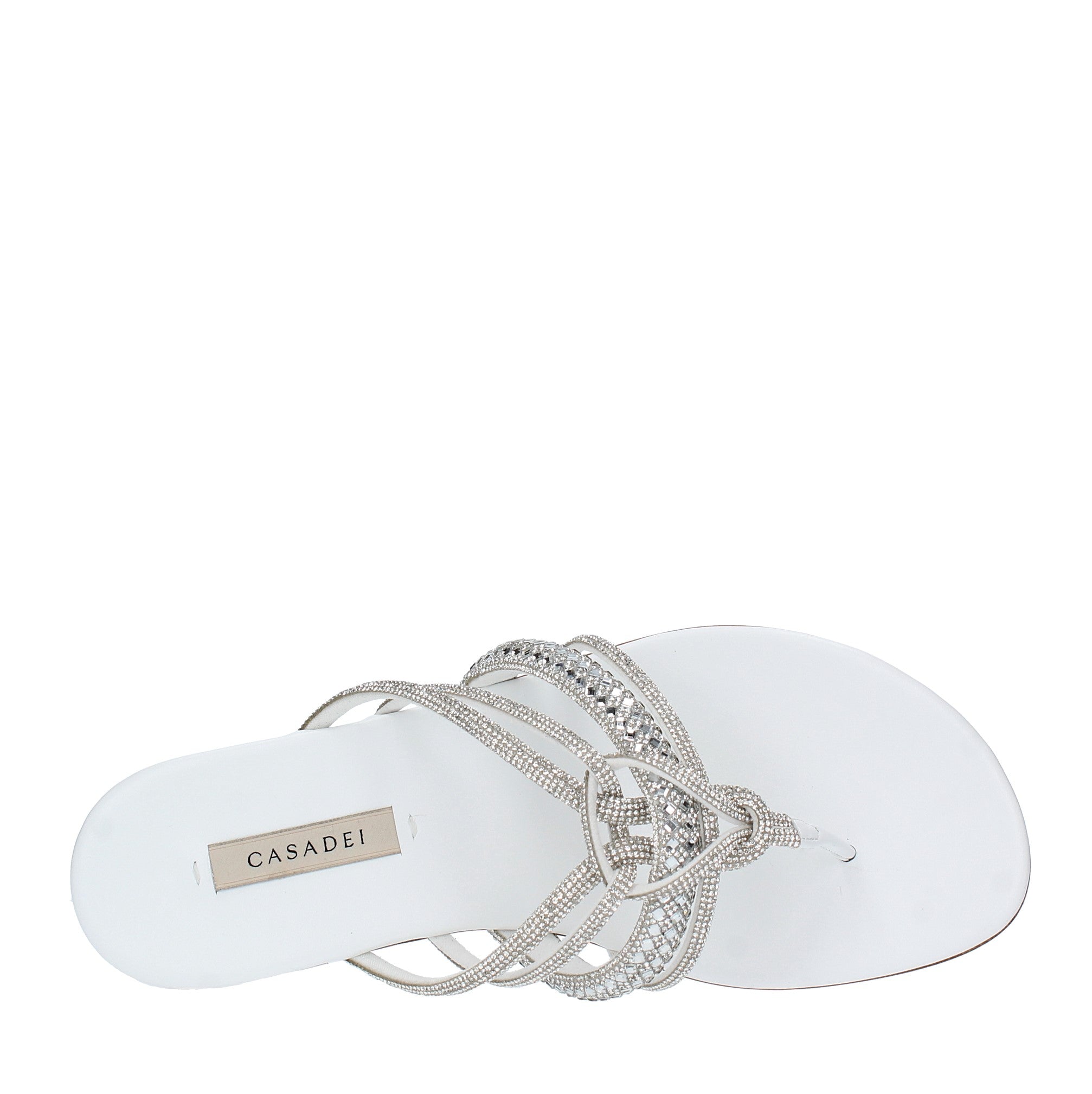 Sandali Flat infradito CASADEI modello STRATOSPHERE tessuto strass e pelle 
