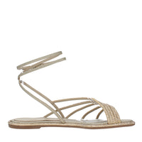 Sandali flat modello SCARLET  in tessuto e microstrass 