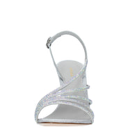 Sandali modello SCARLET in tessuto glitterato e cristalli 
