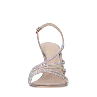 Sandali modello SCARLET in tessuto glitterato e cristalli 