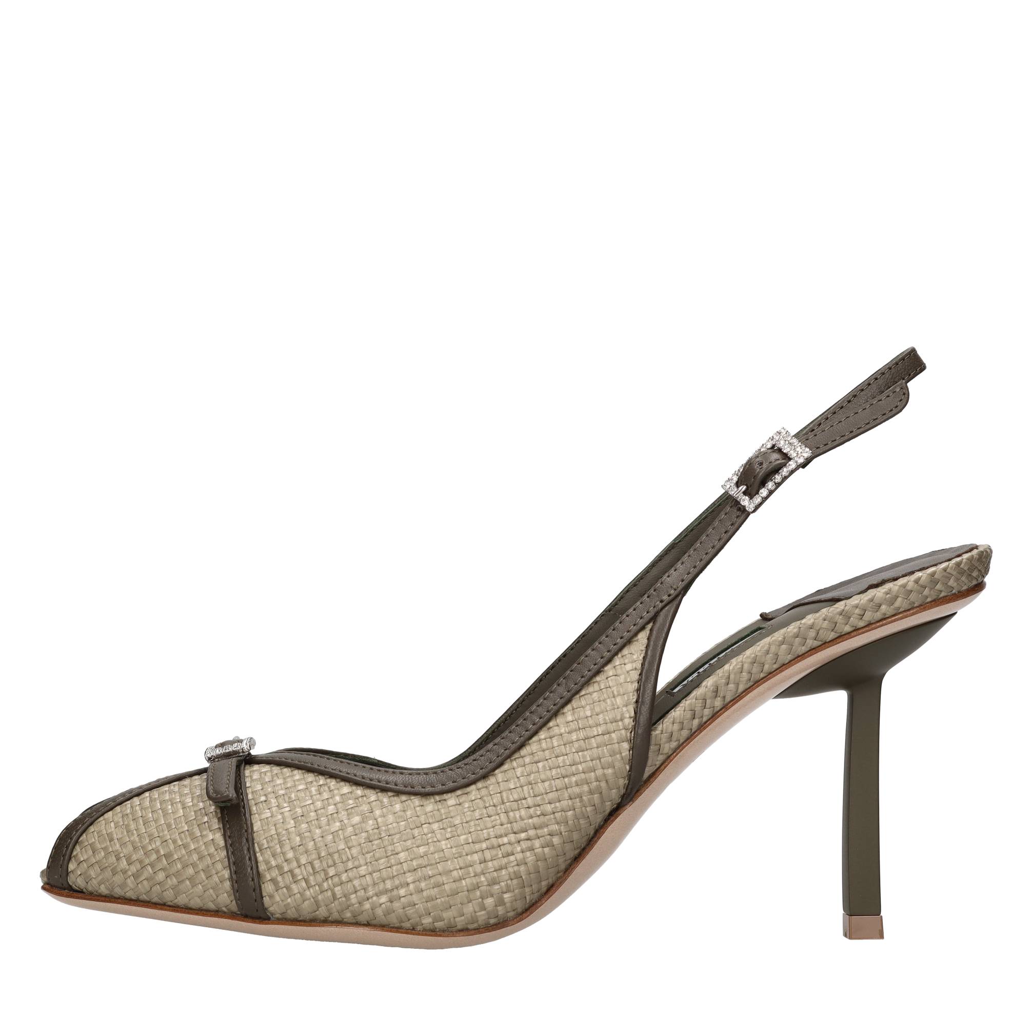 Décoletté slingback modello VITTORIA in pelle e tessuto 