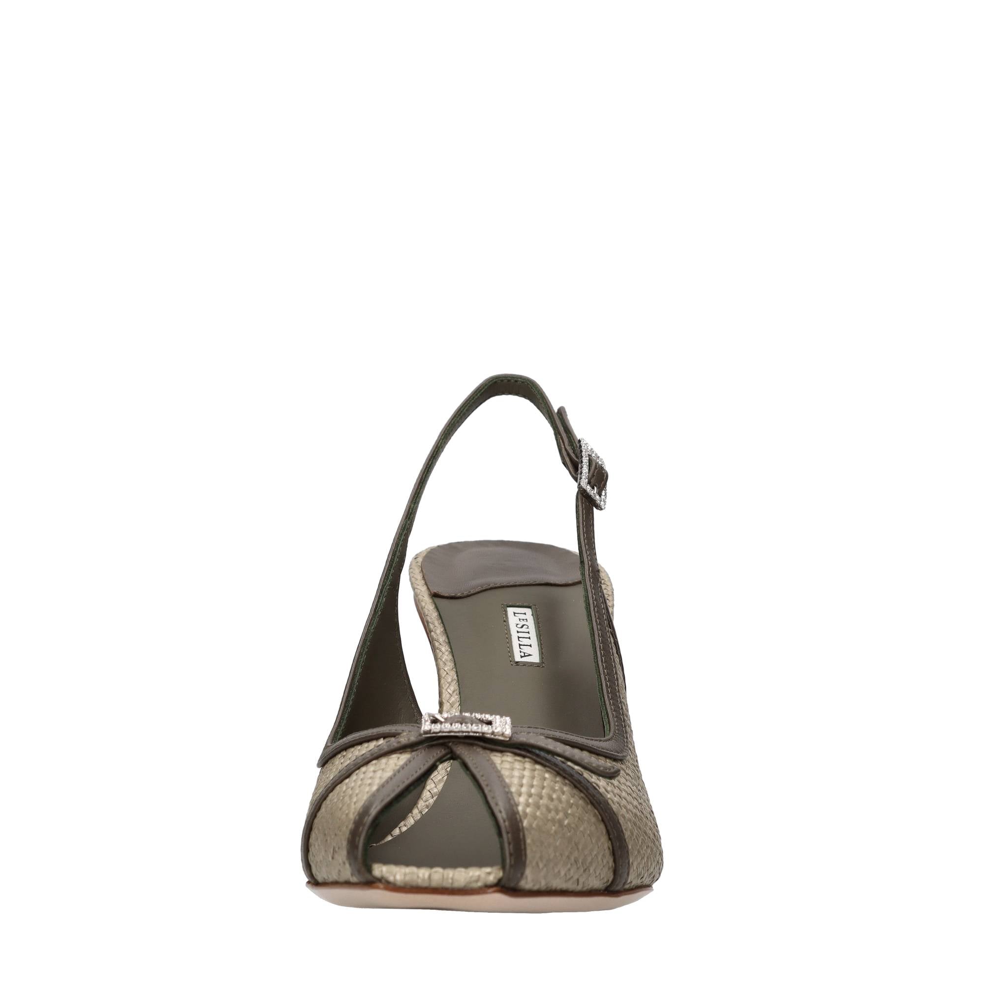Décoletté slingback modello VITTORIA in pelle e tessuto 