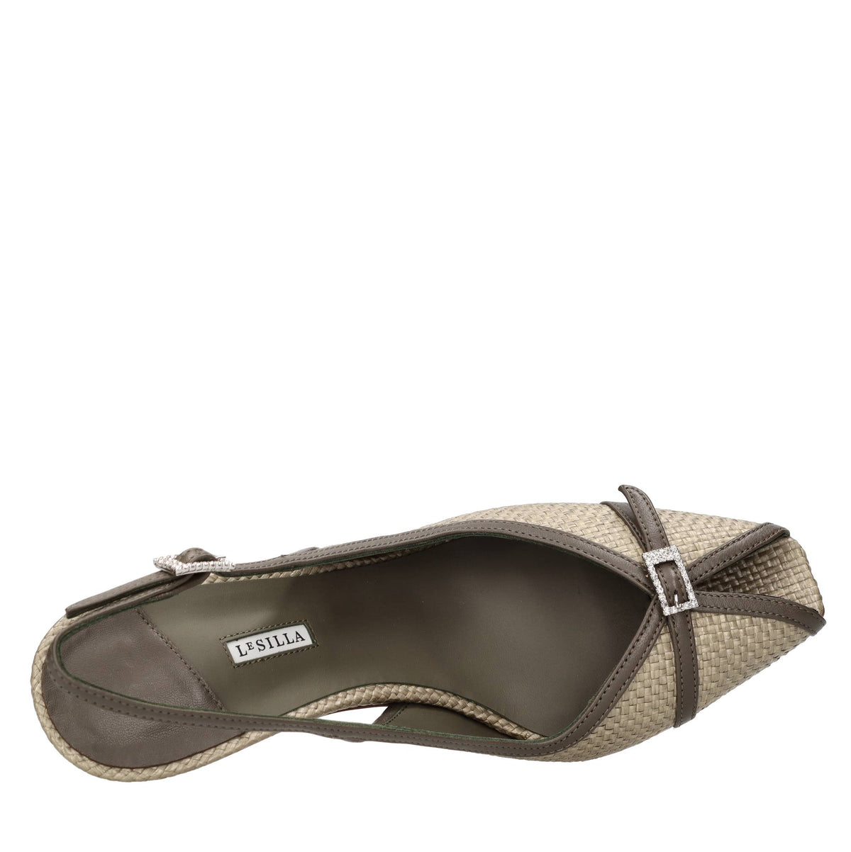 Décoletté slingback modello VITTORIA in pelle e tessuto 