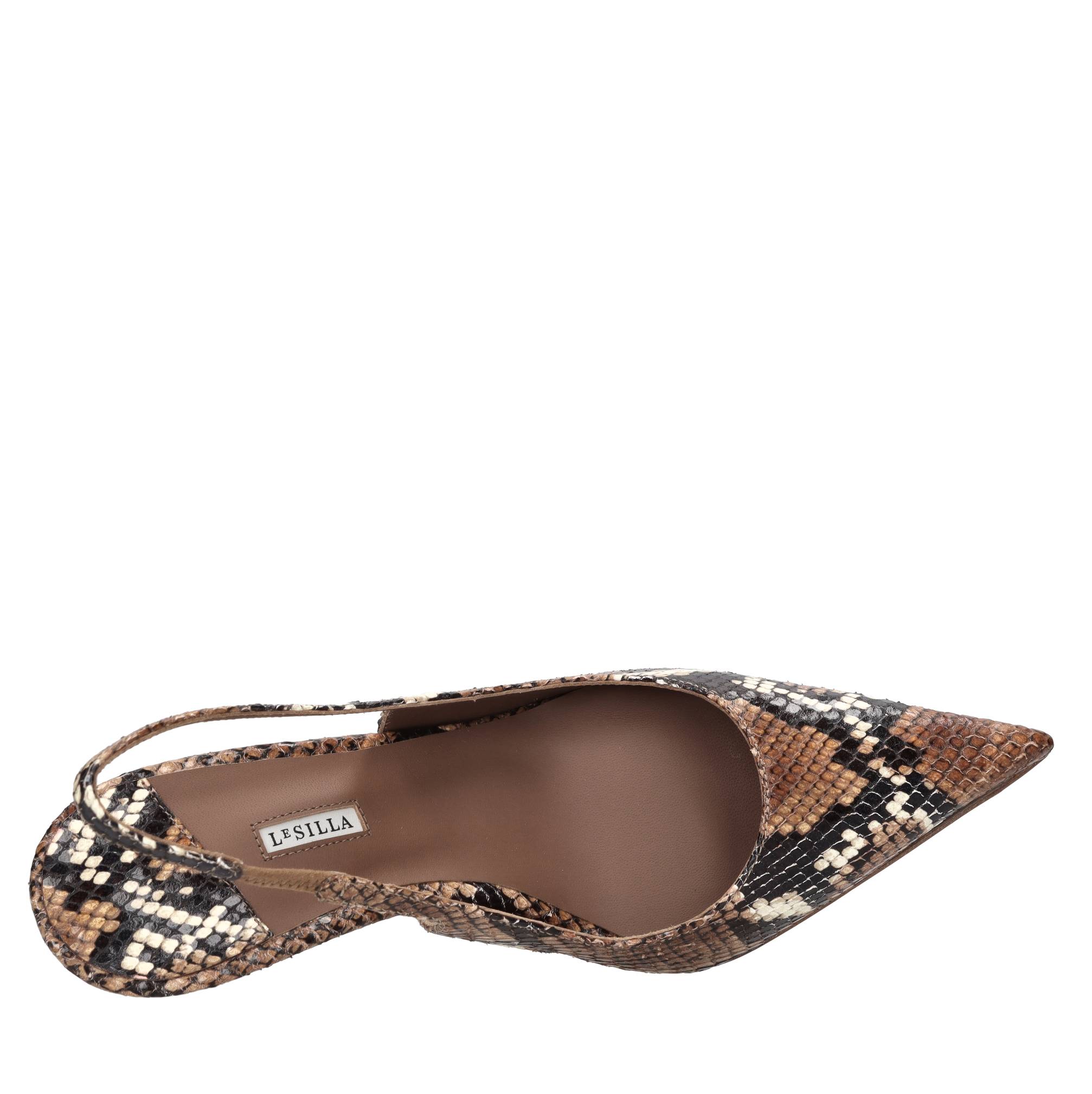 Décoletté slingback modello BELLA in pelle stampa pitone 