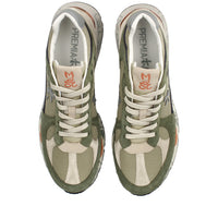 Sneakers in pelle scamosciata, tessuto e inserti in pelle 