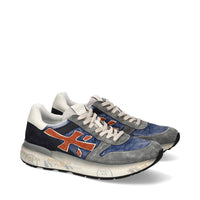Sneakers in pelle scamosciata, tessuto e inserti in pelle 