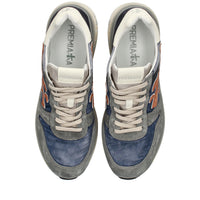 Sneakers in pelle scamosciata, tessuto e inserti in pelle 