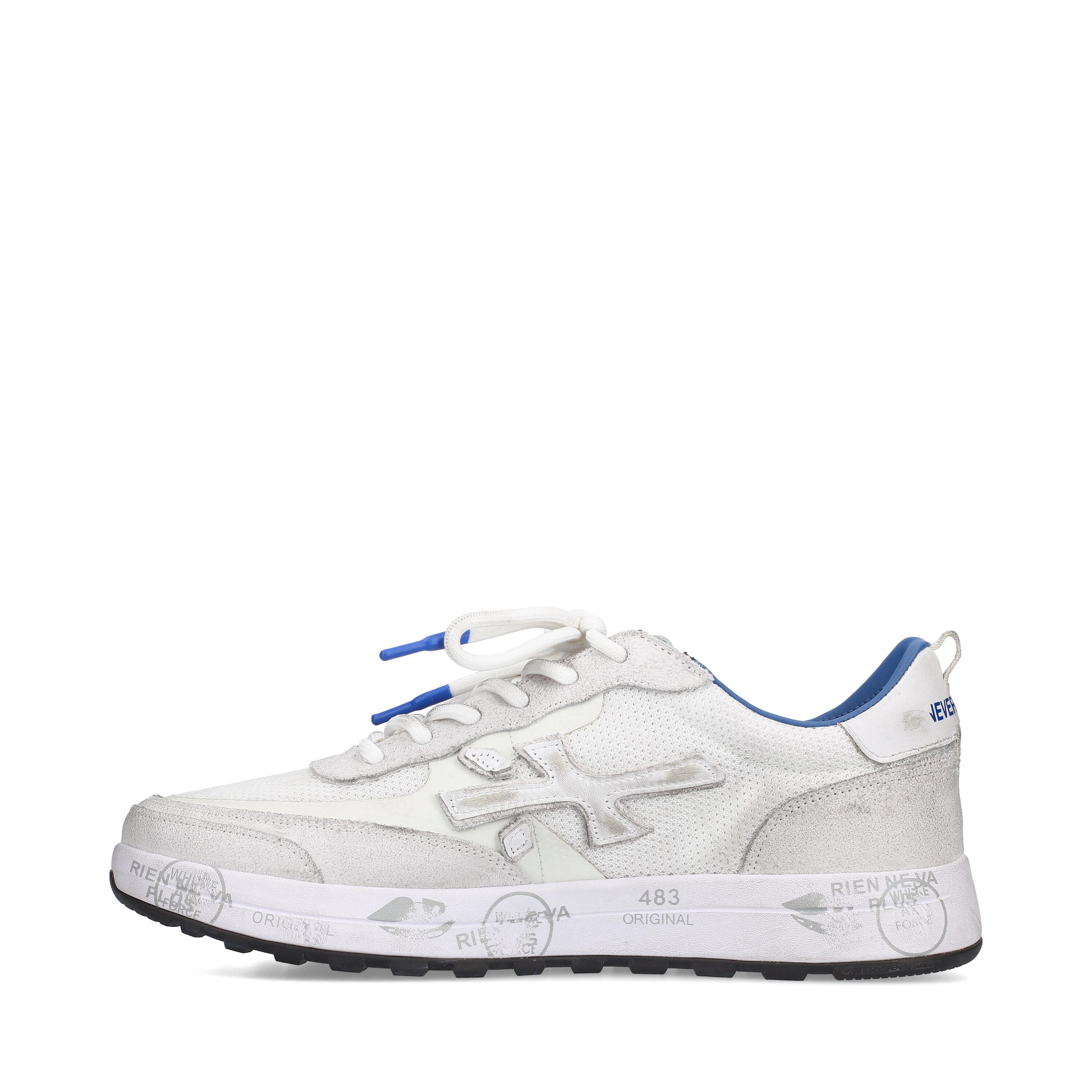 Sneakers in pelle scamosciata, tessuto e inserti in pelle 