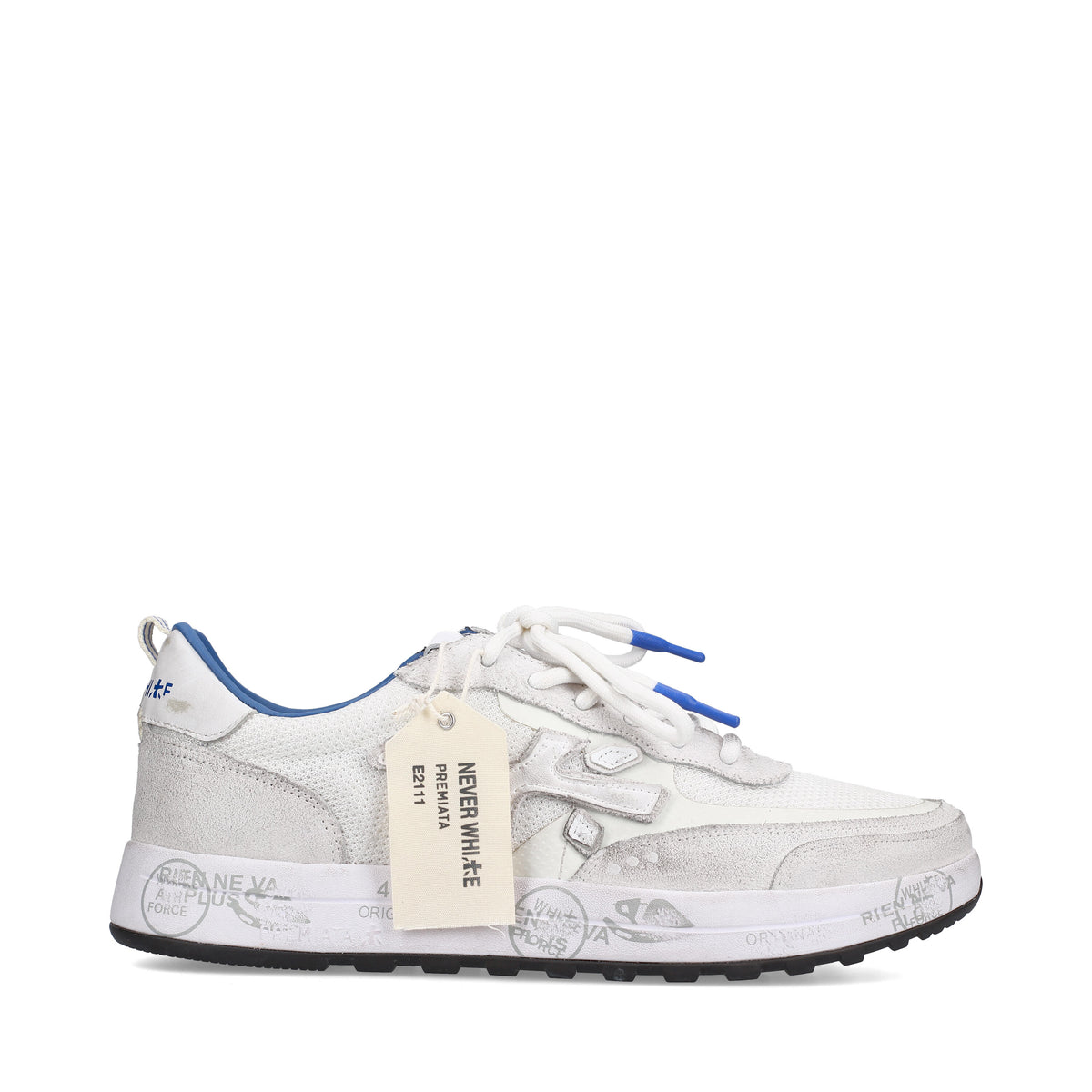 Sneakers in pelle scamosciata, tessuto e inserti in pelle 