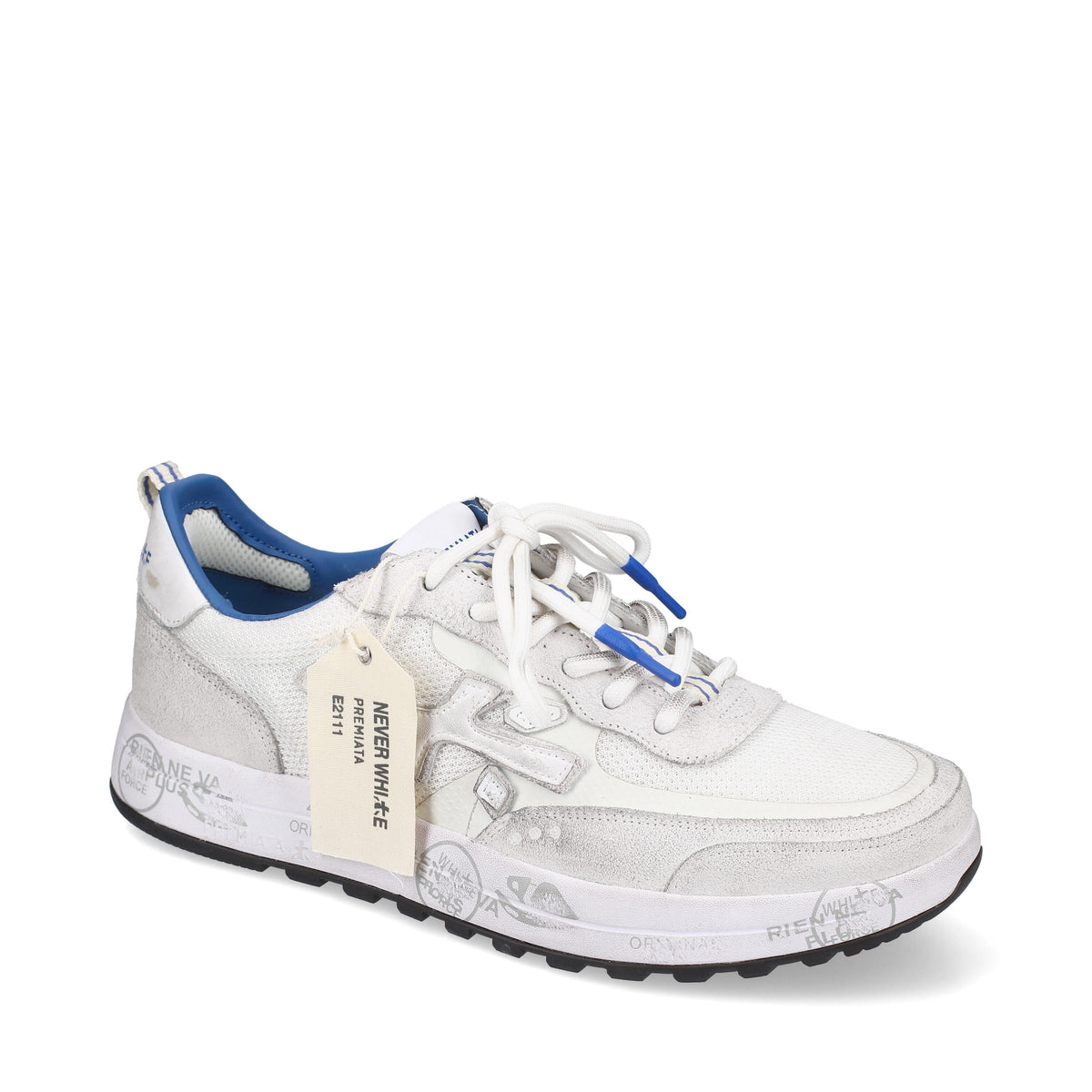 Sneakers in pelle scamosciata, tessuto e inserti in pelle 