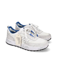 Sneakers in pelle scamosciata, tessuto e inserti in pelle 