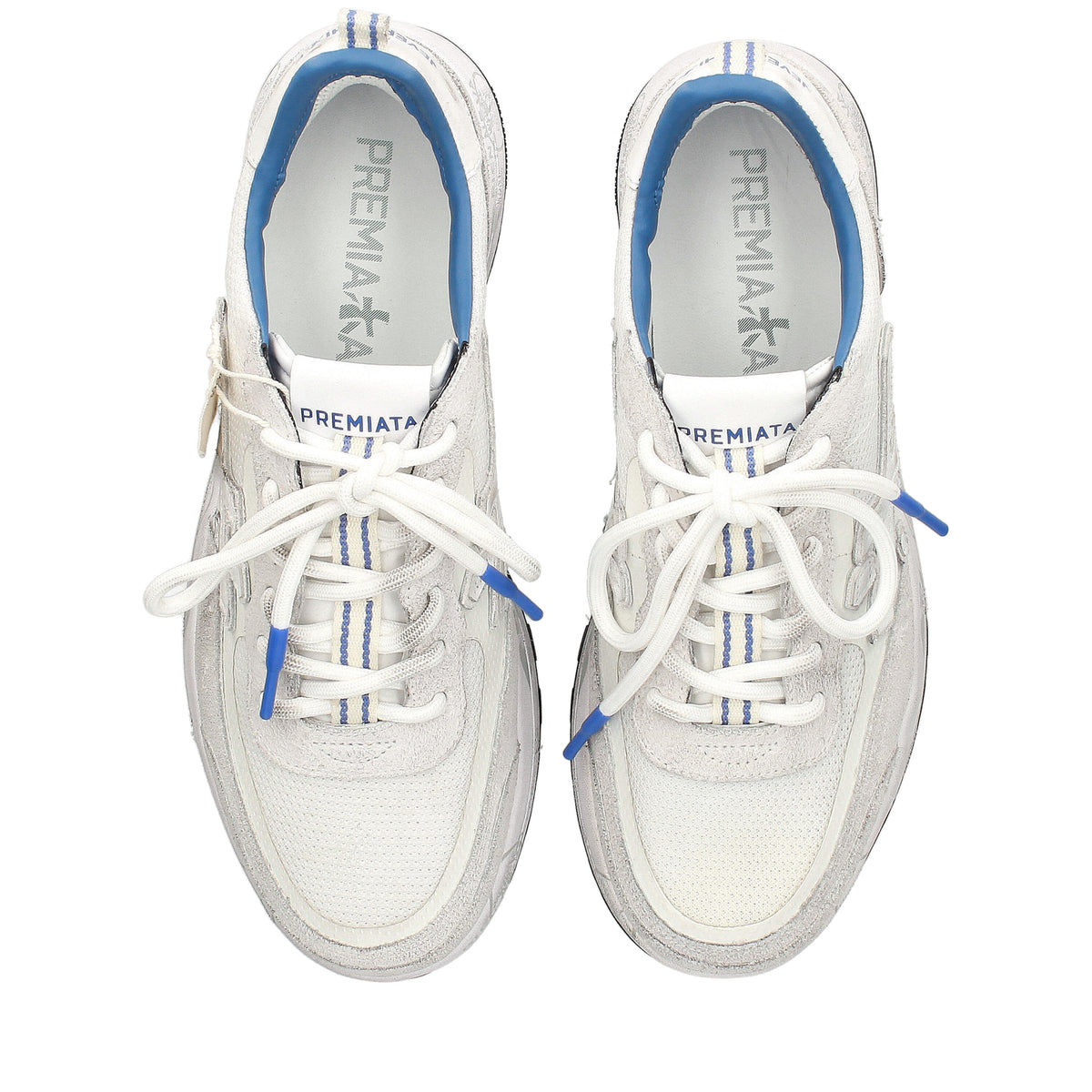 Sneakers in pelle scamosciata, tessuto e inserti in pelle 