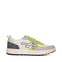 Sneakers in pelle scamosciata, tessuto e inserti in pelle 