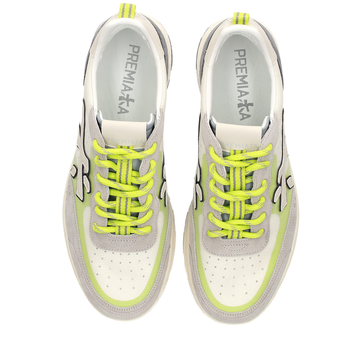Sneakers in pelle scamosciata, tessuto e inserti in pelle 