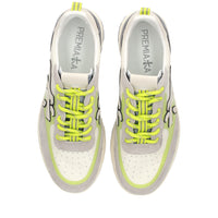 Sneakers in pelle scamosciata, tessuto e inserti in pelle 