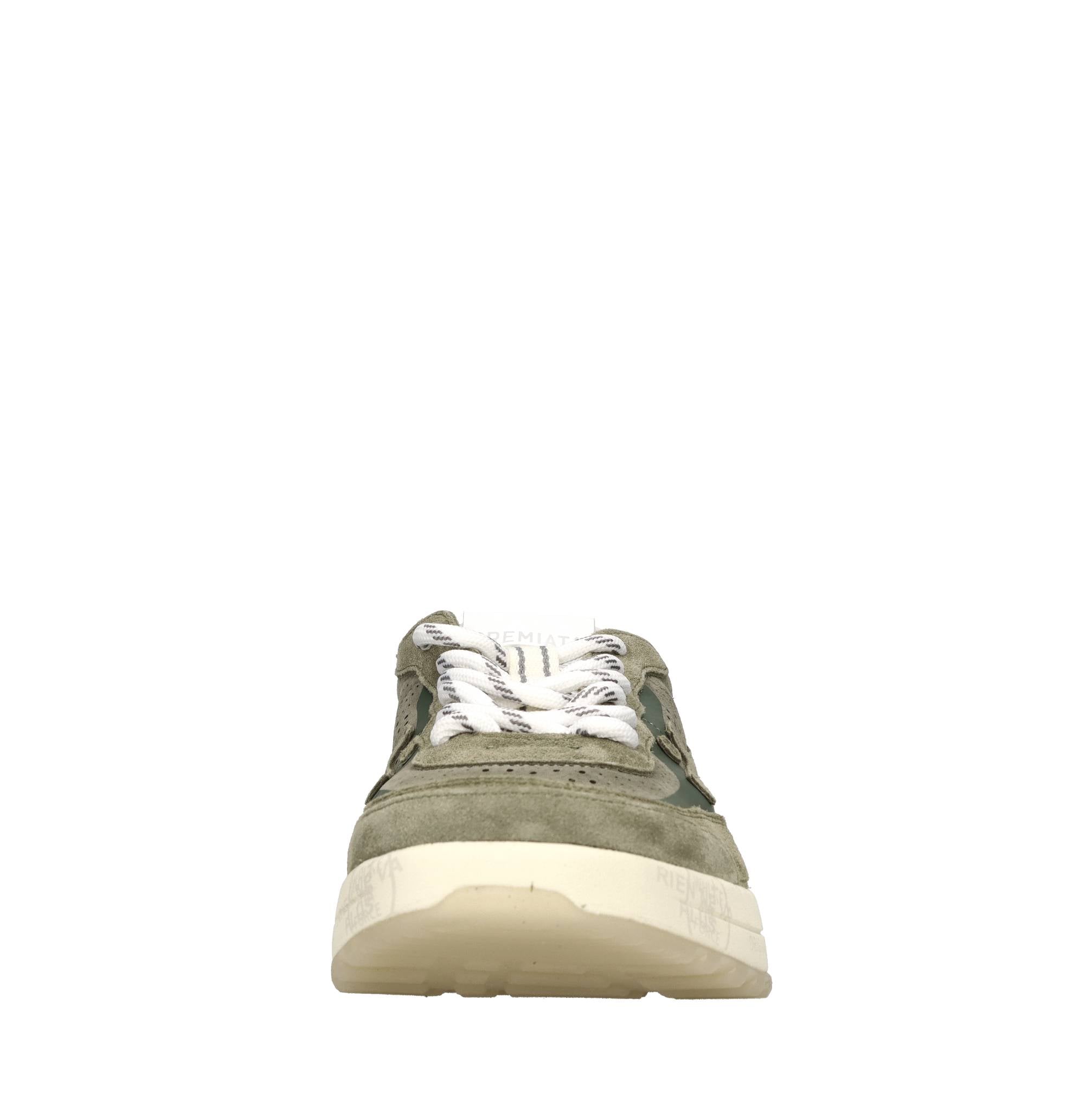 Sneakers in pelle scamosciata, tessuto e inserti in pelle 