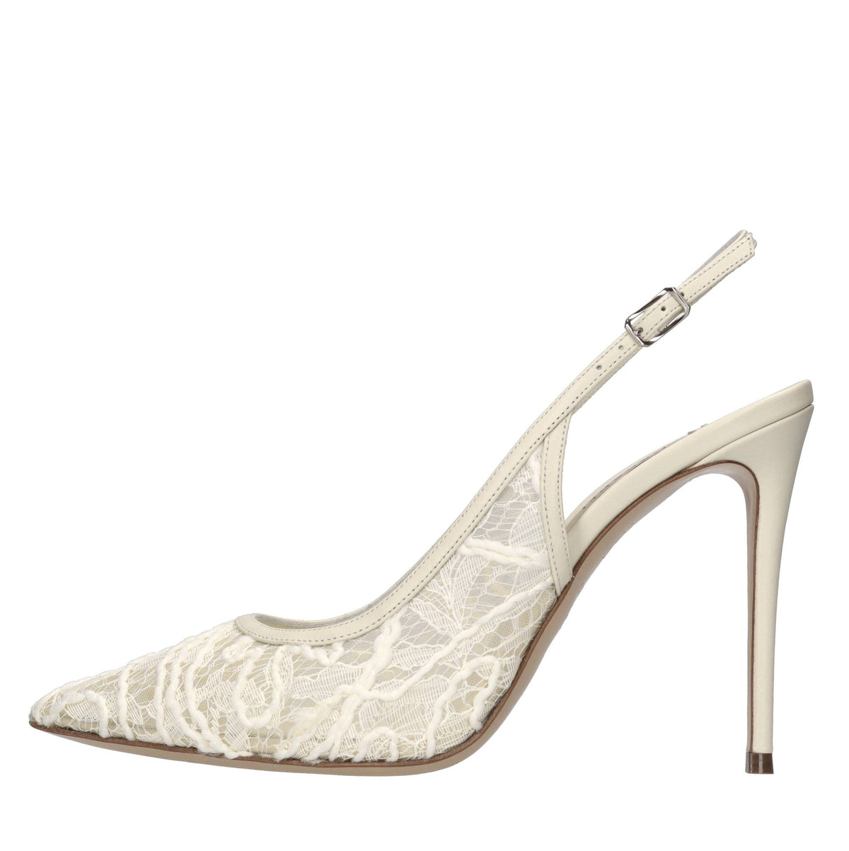 Décolleté slingback Chantilly in pelle e pizzo 
