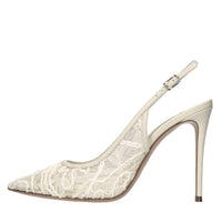 Décolleté slingback Chantilly in pelle e pizzo 