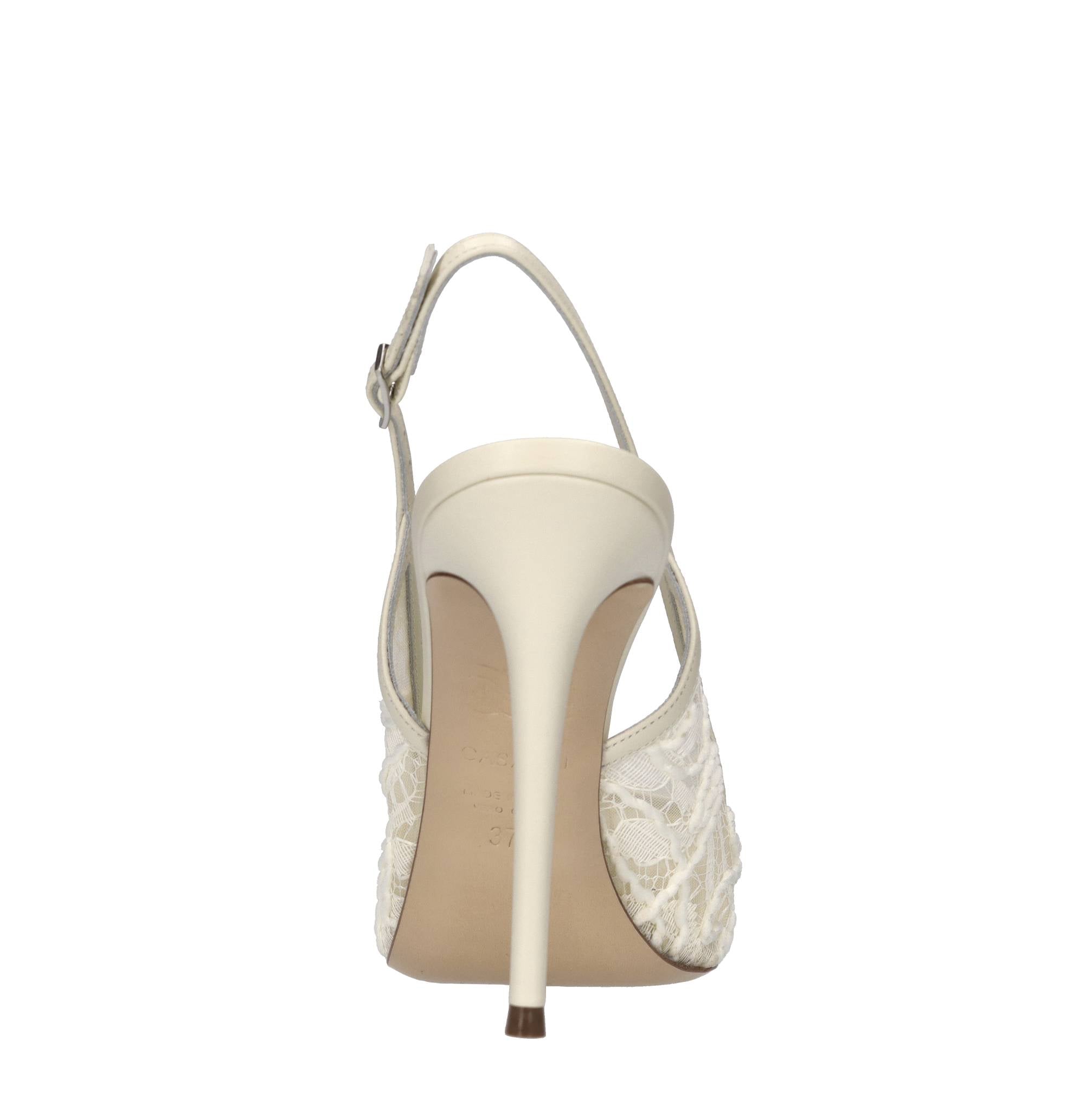 Décolleté slingback Chantilly in pelle e pizzo 