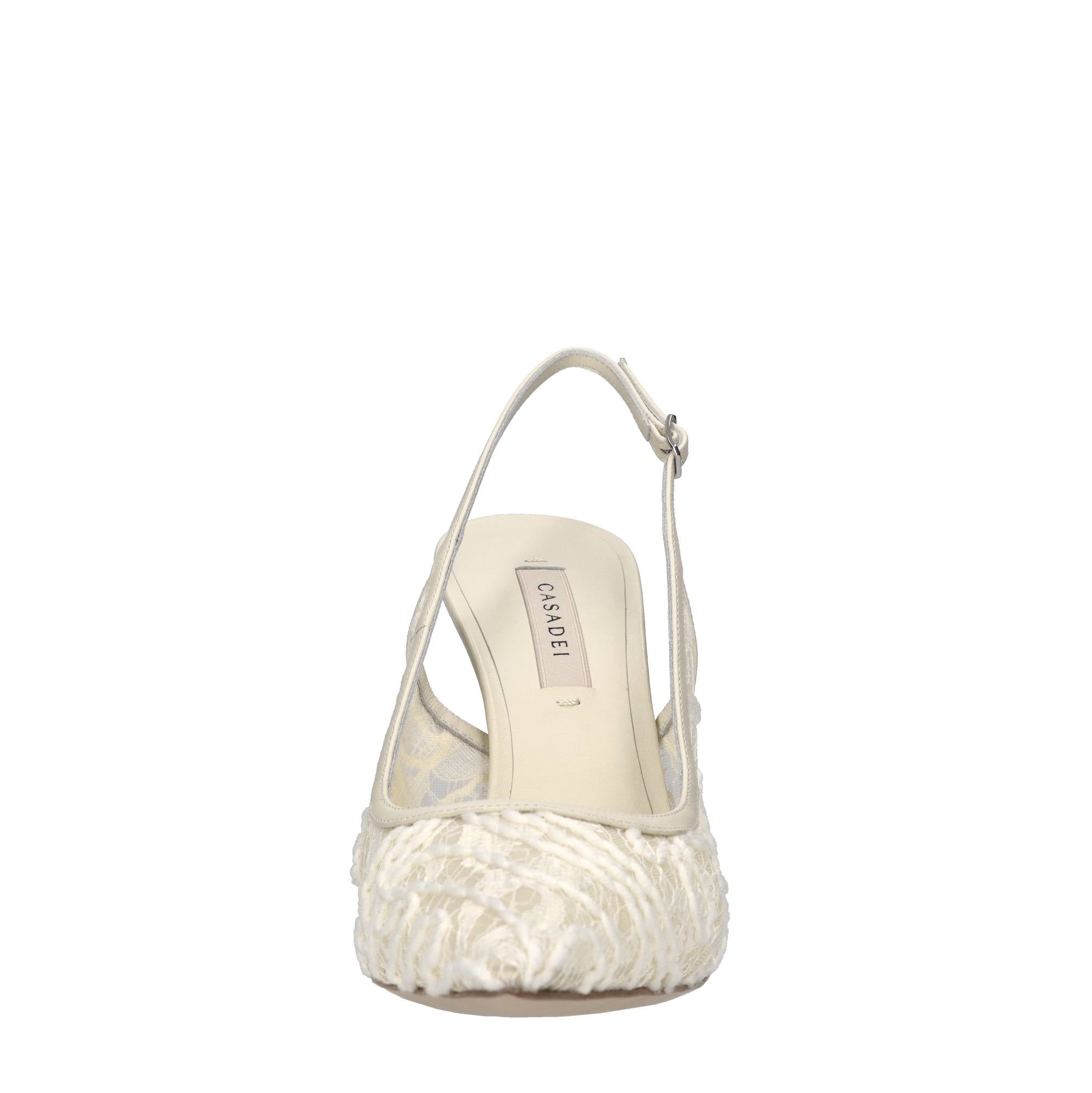 Décolleté slingback Chantilly in pelle e pizzo 