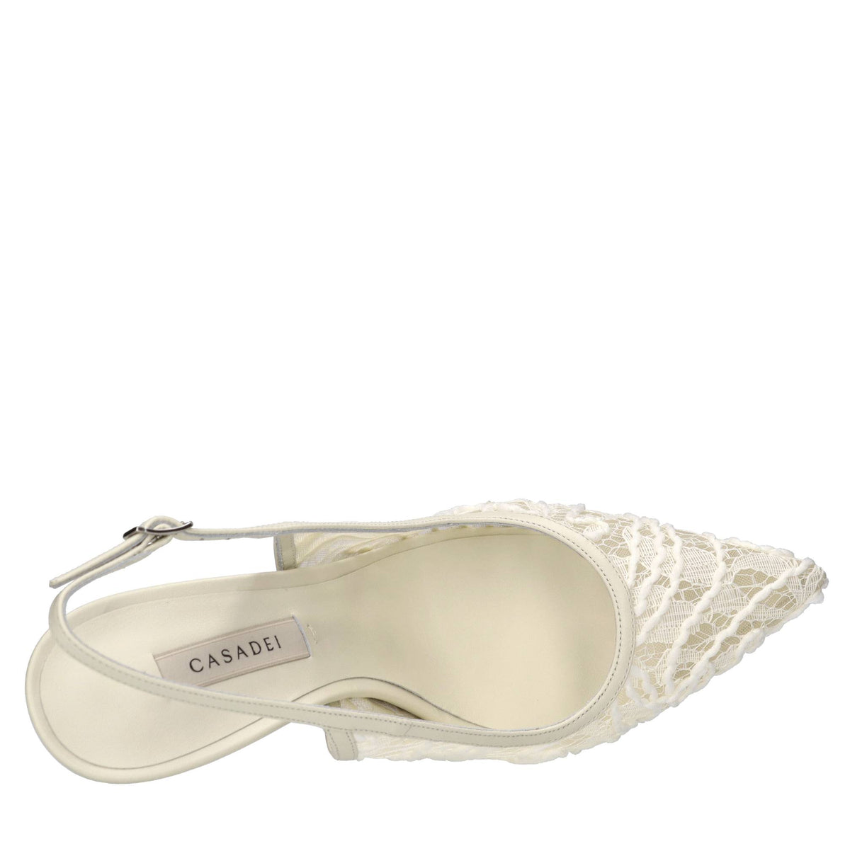 Décolleté slingback Chantilly in pelle e pizzo 