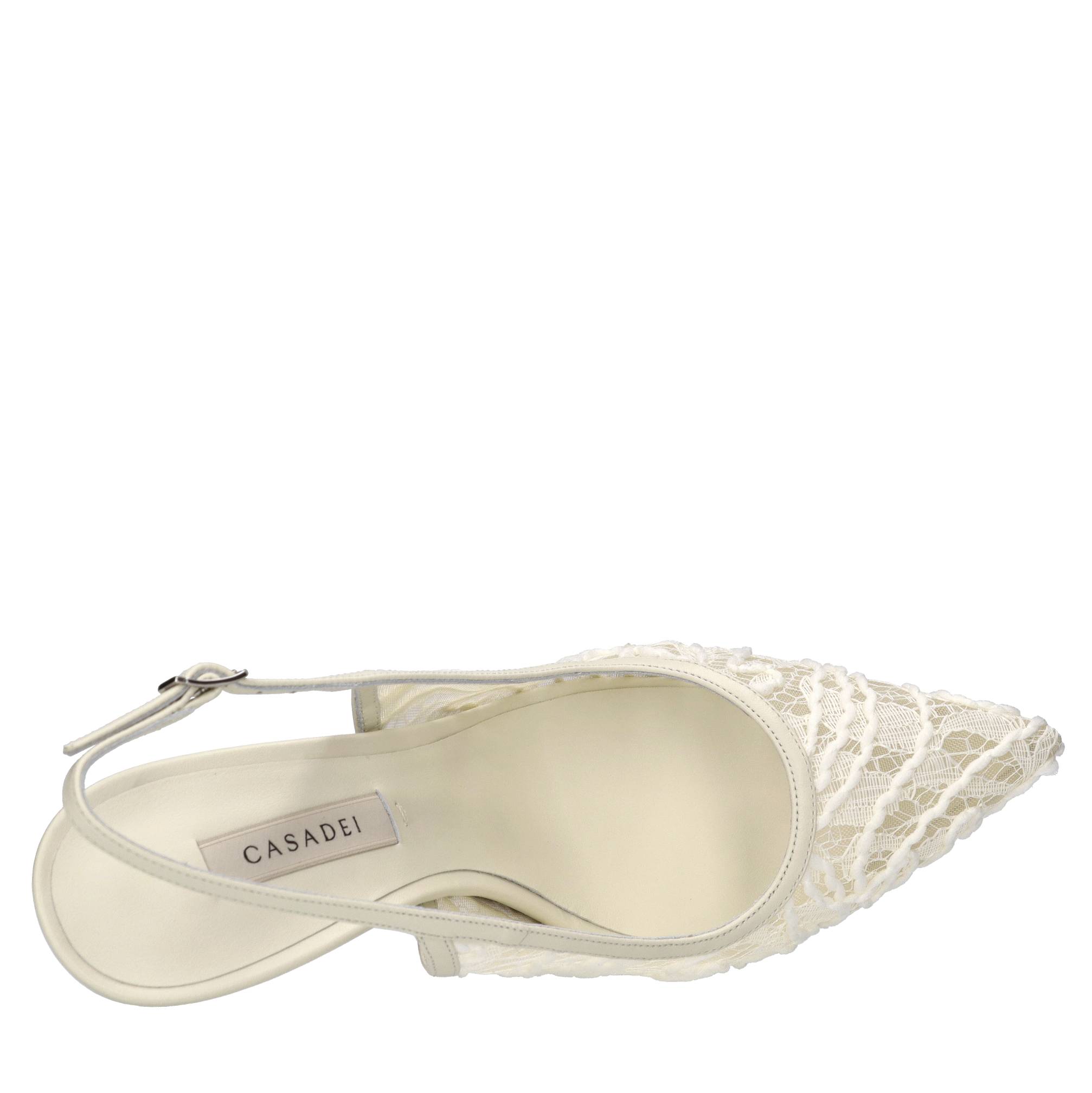 Décolleté slingback Chantilly in pelle e pizzo 