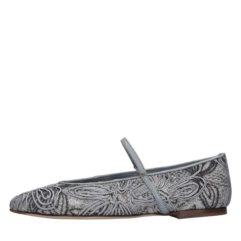 Ballerine in pelle e tessuto 