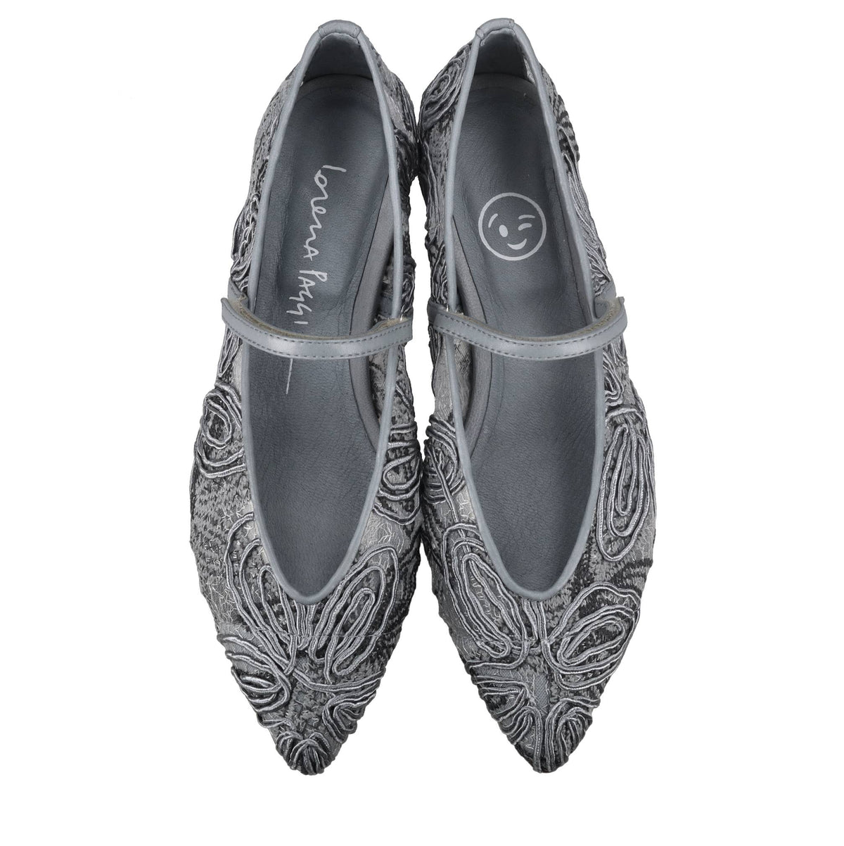 Ballerine in pelle e tessuto 