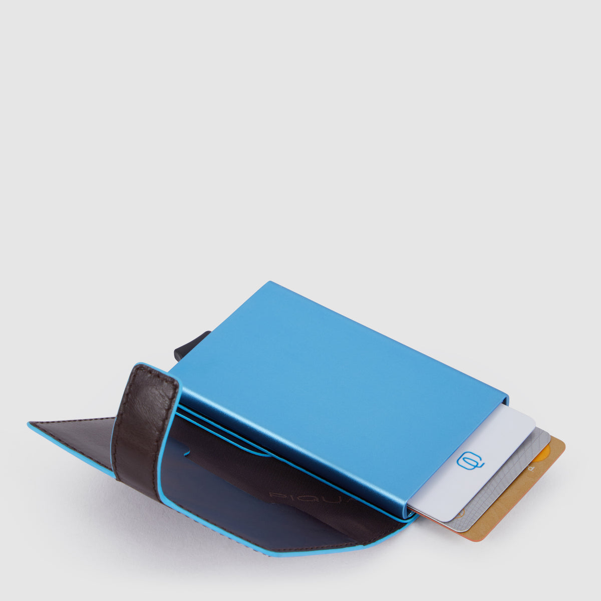 Portacarte di credito in pelle e metallo 