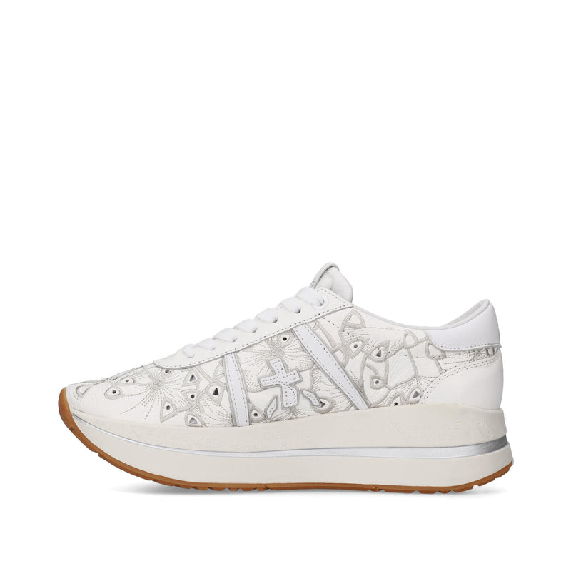Sneakers in pelle e tessuto 