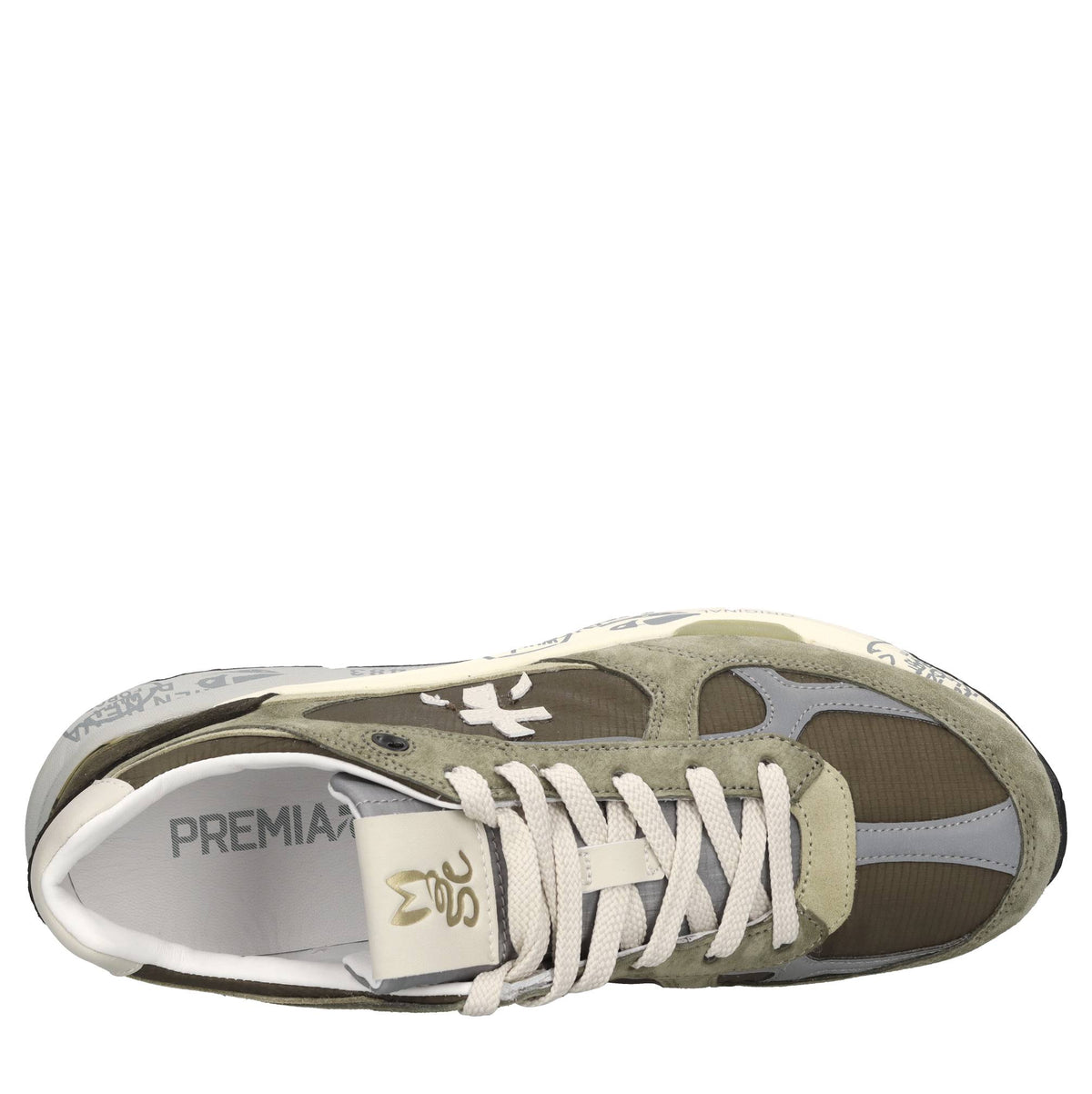 Sneakers in pelle ecopelle e tessuto 