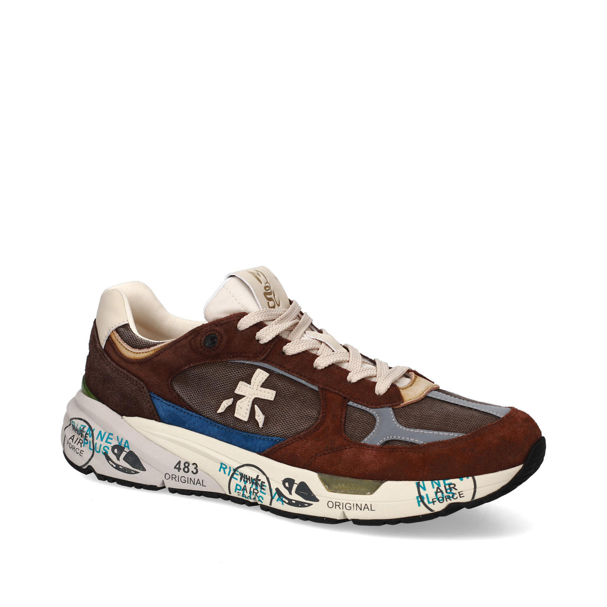Sneakers in pelle ecopelle e tessuto 