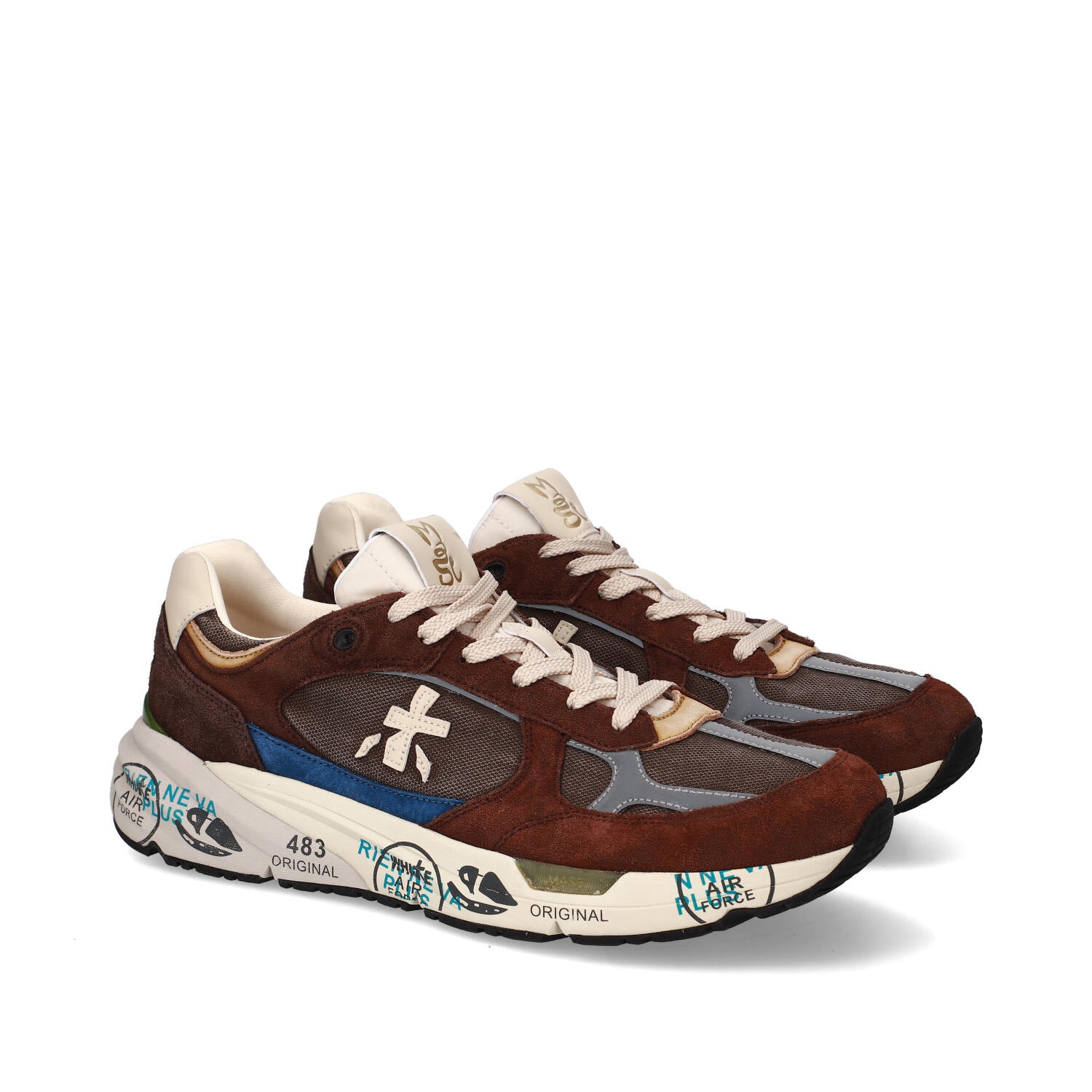 Sneakers in pelle ecopelle e tessuto 