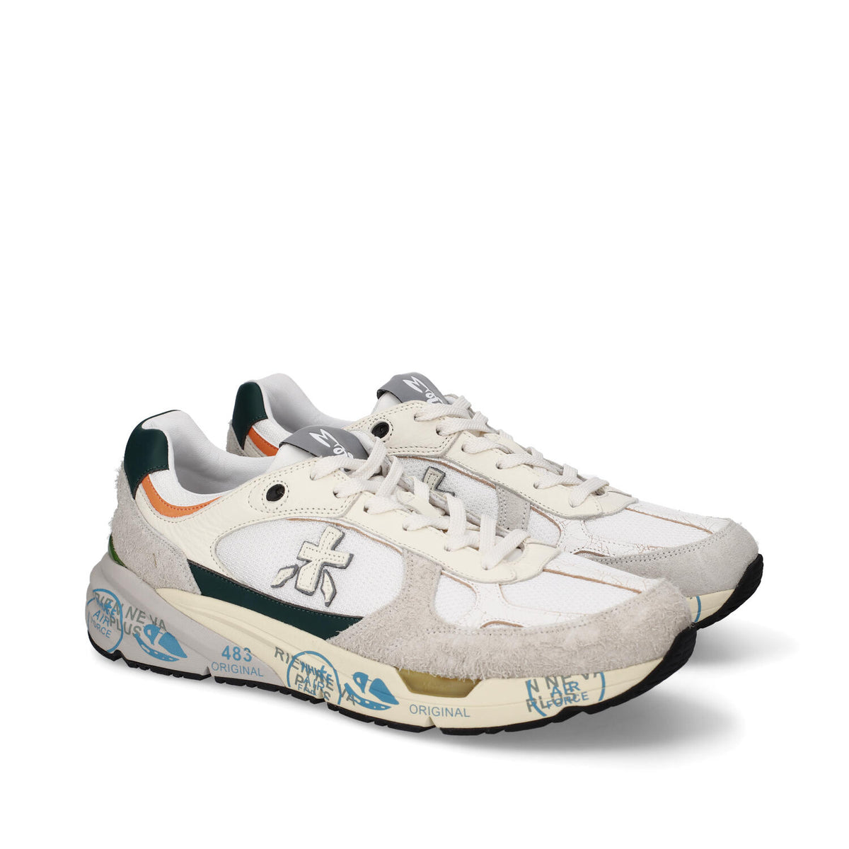Sneakers in pelle ecopelle e tessuto 