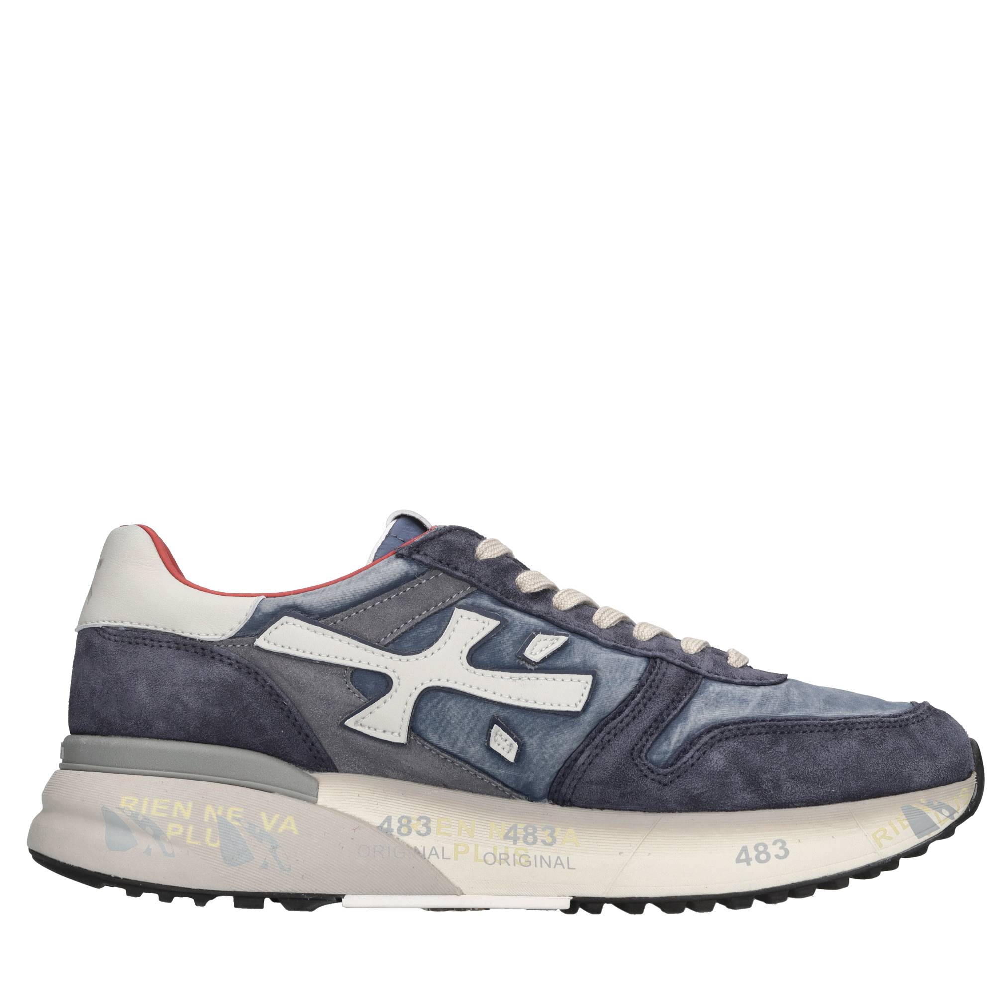 Sneakers in pelle ecopelle e tessuto 