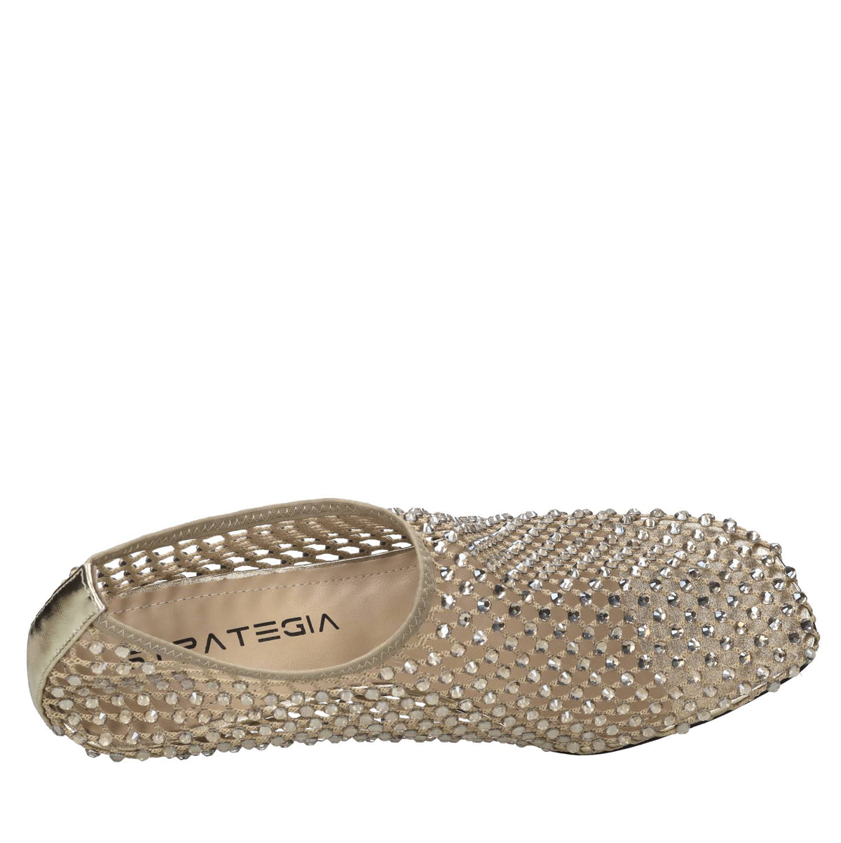 Décolleté Connie in pelle tessuto e strass 