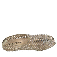 Décolleté Connie in pelle tessuto e strass 